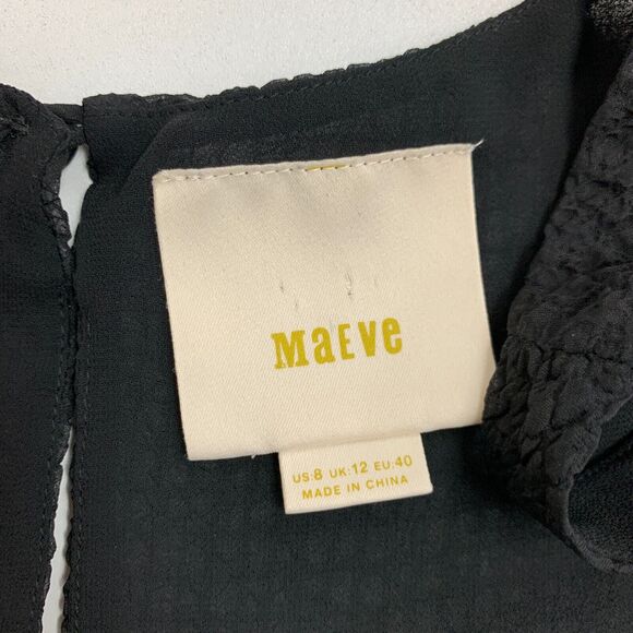 Anthropologie Maeve Nava Blouse Womens 8 Sheer Cold Shoulder Lined Keyhole Back - Picture 9 of 16